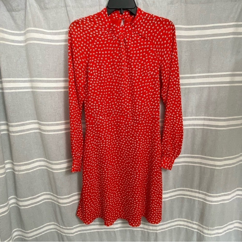 NWT BANANA REPUBLIC FACTORY Red Print Mandarin Collar Long Sleeve Dress Size 2T
